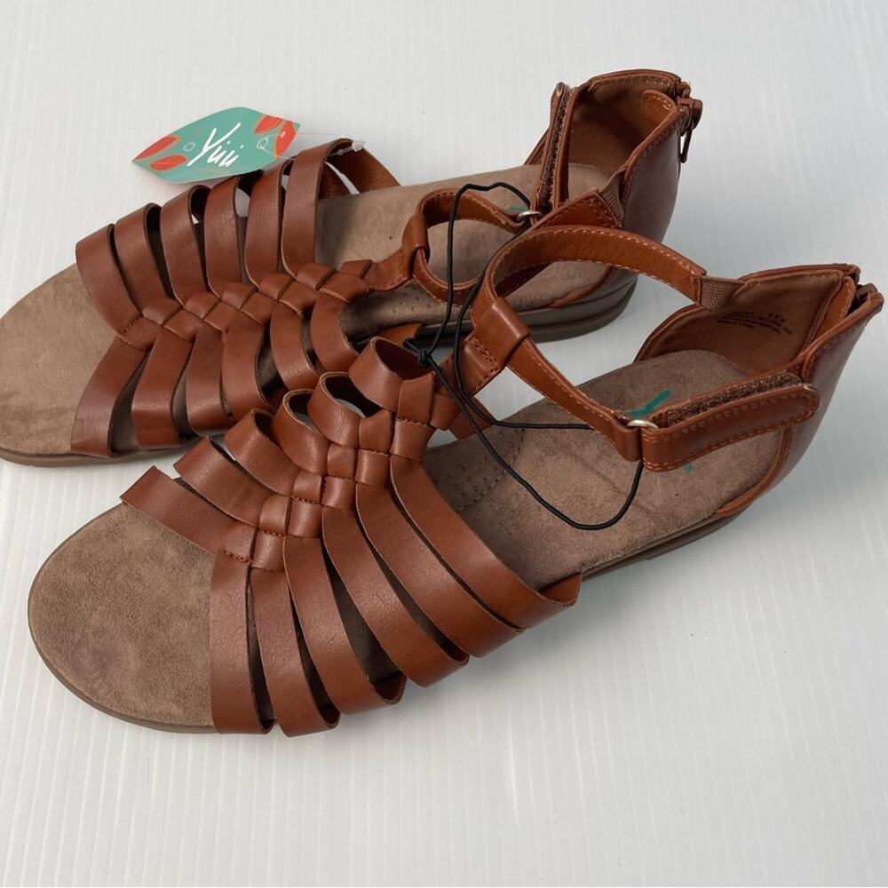 🆕 Yuu Falisha strappy woven sandals size11 M tan brown - Picture 2 of 11